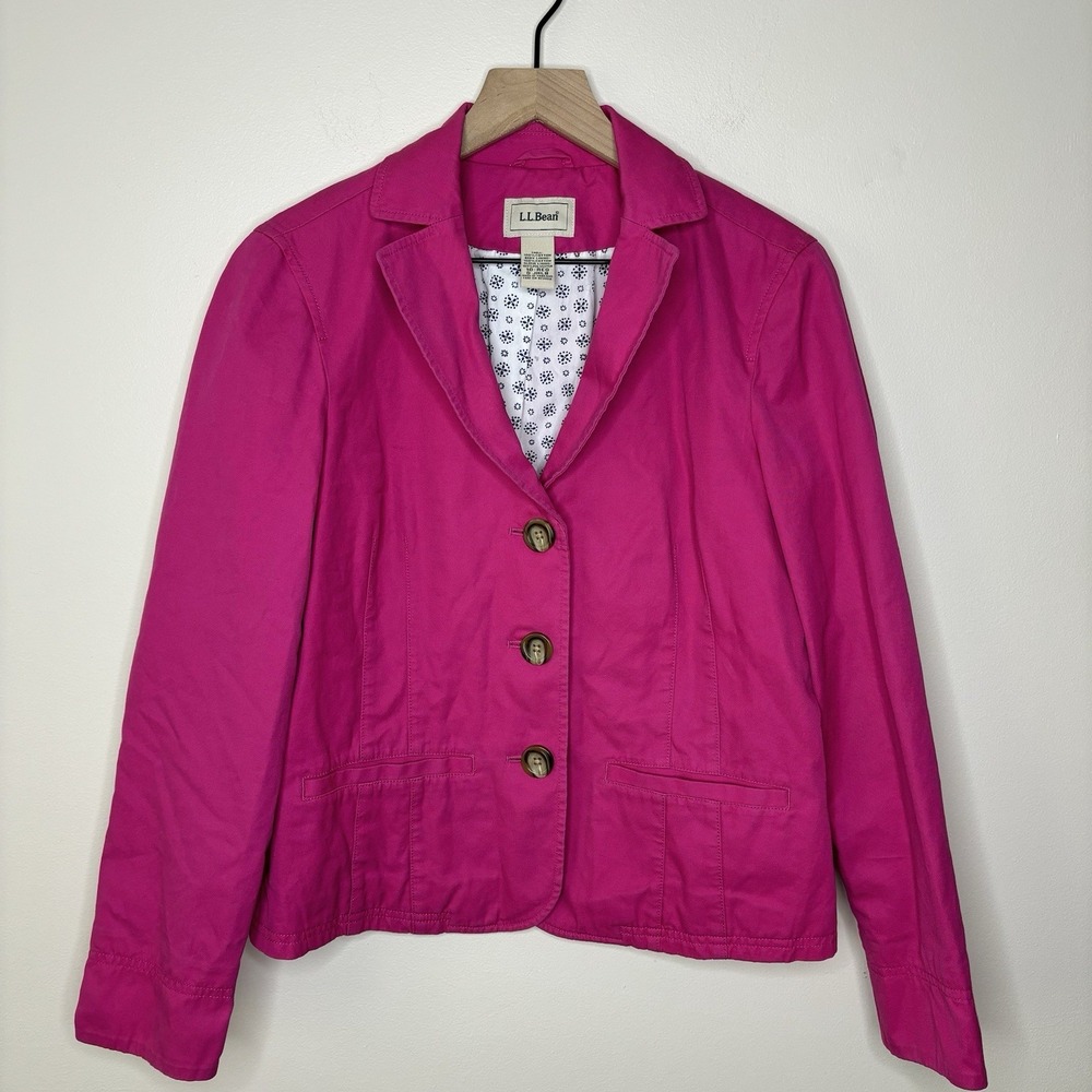LL Bean Blazer Capsule 10 Bright Pink‎ Preppy Academia Career Casual 3 Button